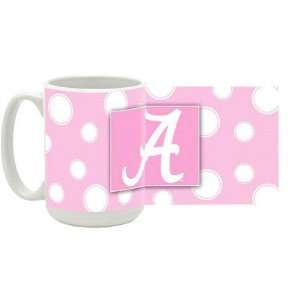   Alabama 15 oz Ceramic Coffee Mug   Pink Polka Dot
