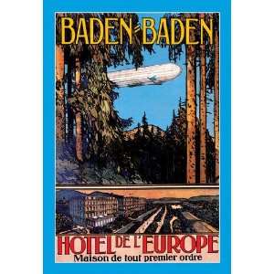 Baden Baden   Hotel de lEurope   Zeppelin Flies over the tands of 