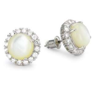  CZ by Kenneth Jay Lane Pave Frame Stud Earrings Jewelry