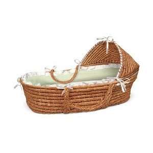  Sage Gingham Honey Moses Basket with Hood Baby