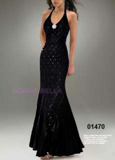 NEW Donna Bella Halter Lace Evening Maxi Dress 6 Black  