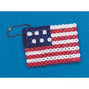   American Flag Fuse Bead Key Chain Craft Kit (Makes 12) Toys & Games