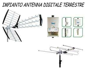 KC078 IMPIANTO ANTENNA TV DIGITALE TERRESTRE VHF + UHF + MISCELATORE 