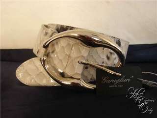 NWT GARUGLIERI Python Patent Leather BELT Size M~ WHITE  