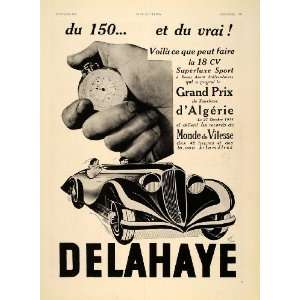  1935 French Ad Delahaye Race Car Stopwatch Rene Ravo 
