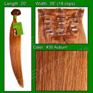 30 Auburn Clip on in Human Hair Pro Extensions 20  