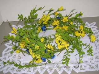 RAZ Imports 12 Yellow & Blue Forsythia & Pansy Candle Ring Wreath 