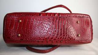   CROC EMBOSSED LEATHER MEDIUM ARNO TOTE MELBOURNE RED NEW  