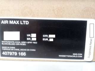   166] Mens Nike Air Max LTD White Cool Grey Sport Red Training Sneakers