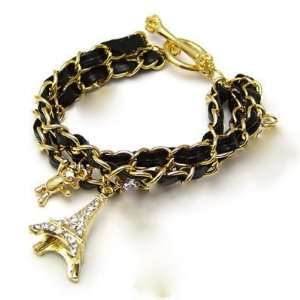  Paris Chain Weave Bracelet (Black) Jewelry