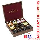 large twinings 12 compartment wooden tea chest box with over 120 tea 