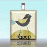 Scrabble Pendant CHEEP & TWEET BIRD Mod Birds Charm  