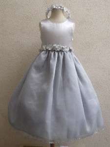 803 NEW CHRISTMAS PAGEANT SILVER FLOWER GIRL DRESS SIZE 2 4 6 8 10 12 