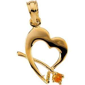  Outstanding Childs Citrine CZ Pendant In 14K Gold 