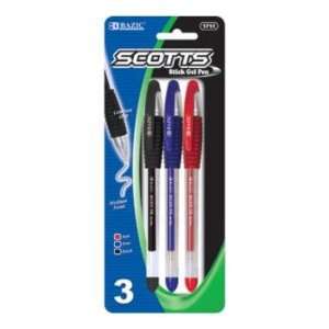  BAZIC Scotts Assorted Color Gel Pen w/ Grip (3/Pac Case 