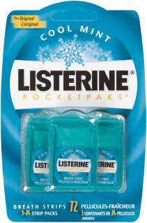  Listerine PocketPaks Breath Strips, Cool Mint, 3 24 Count 