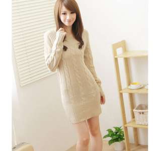   Fashion Warm Designed Scoop Neck pullover Long Sweater coat 5 Colors