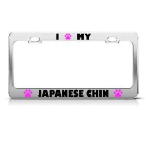  Japanese Chin Paw Love Pet Dog Metal license plate frame 