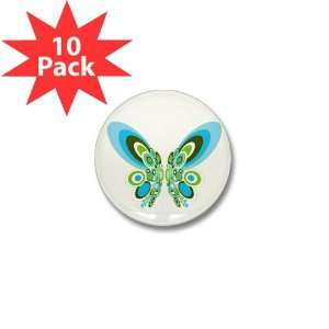 Mini Button (10 Pack) Retro Blue Butterfly Everything 