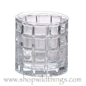 Candle Holder   Grid Pattern Clear Glass   Carlina   4 x 4  