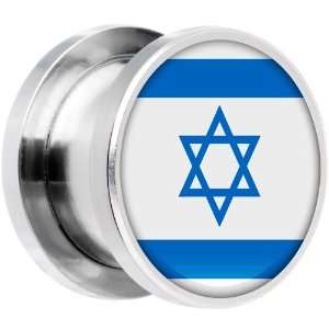  13mm Stainless Steel Israel Flag Saddle Plug Jewelry