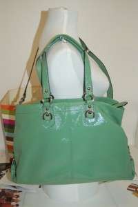 Coach Ashley Leather Green Patent Carryall Satchel 15516 Large 