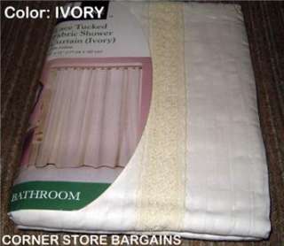 LACE TUCKED FABRIC Shower Curtain IVORY 100% Cotton NEW  