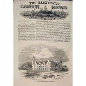  Castle Balmoral Scotalnd Queen Old Print 1854 Antique 