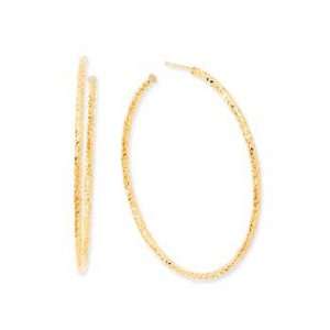  14K Yellow Gold Diamond Cut Hoop Earrings Katarina Jewelry