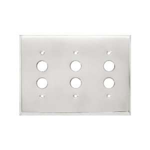   Forged Brass Triple Gang Push Button Switch Plate in Polished Nickel