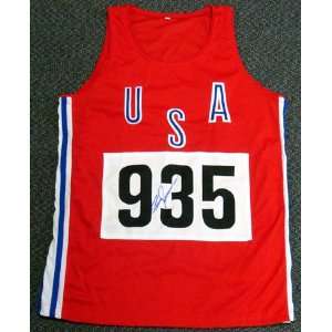  Bruce Jenner Olympics Hand Signed USA 935 Red Track Jersey 