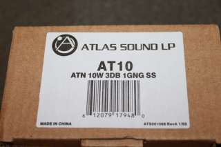 ATLAS SOUND AT10 1 GANG STAINLESS STEEL ATTENUATOR NIB  