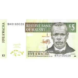  MALAWI (2004)   5 KWACHA BANKNOTE 