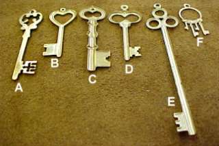 Necklace or Jewelry small brass skeleton key, ornate D  