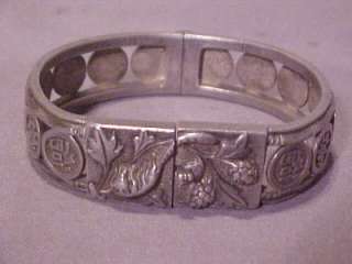 Antique Chinese Sterling Silver Bracelet Artist Signed  
