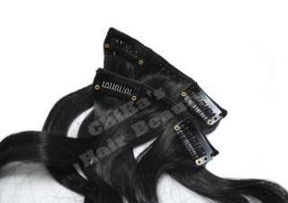 Clip IN Hair Extensions Schwarz #1B Gewellt 65cm 2 tlg.  