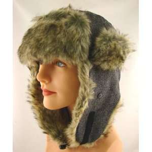    New Faux Fur Trooper Trapper Ski Tweed Winter Hat 