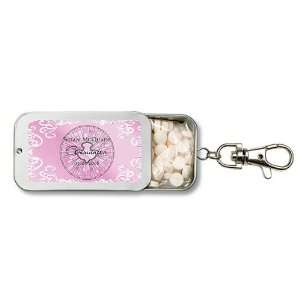 Baby Keepsake Pink Dove Design Personalized Key Chain Mint Tin Favors 