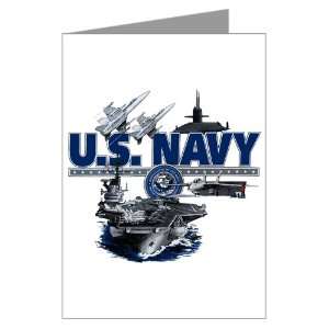  Greeting Card US Navy with Aircraft Carrier Planes Submarine 