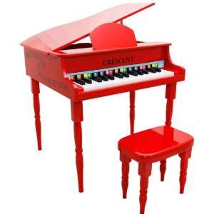   Crescent 30 Keys Red Toy Grand Piano with Bench Musical Instruments