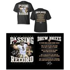 New Orleans Saints Drew Brees Passing Records T Shirt  
