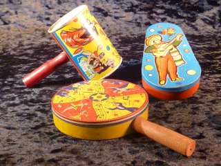  USA Tin Toy New Years Noisemakers Musician Dancers made in USA  