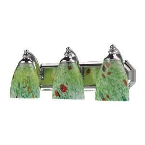  3 Light Vanity In Polished Chrome And Emerald Glass