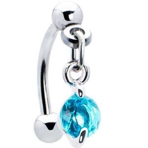  Top Down Blue Gem Dangle Round Solitaire Eyebrow Ring 