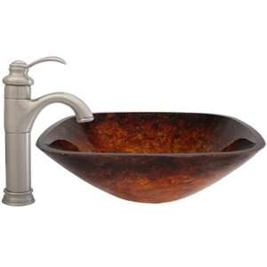 Geyser Mesopotamian Bathroom Glass Vessel Sink and Brushed 