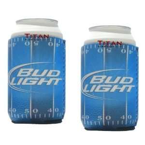 Bud Light Pocket Coolies   Blue Football  Neoprene Beer Koozies   Set 