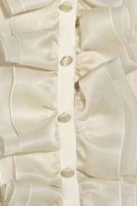 RED VALENTINO Cream Ruffled Silk Organza Tuxedo Blouse Shirt Top 40/4