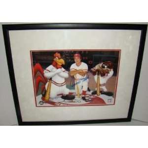 Johnny Bench Loony Tunes SIGNED Litho LE WARNER BROS   Autographed MLB 