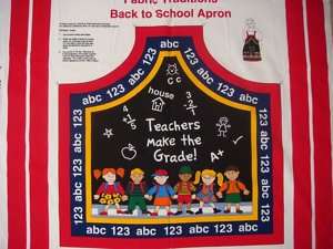 Back To School Apron Cotton Fabric  Teachers Made Grade  