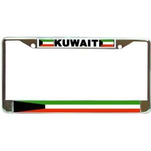 Kuwait Al Kuwayt Kuwaiti Flag Chrome Metal License Plate Frame Holder